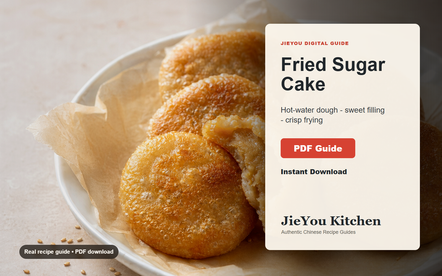 Chinese Fried Sugar Cake & Hot-Water Dough Pastry Guide wide digital guide preview with finished noodle bowl