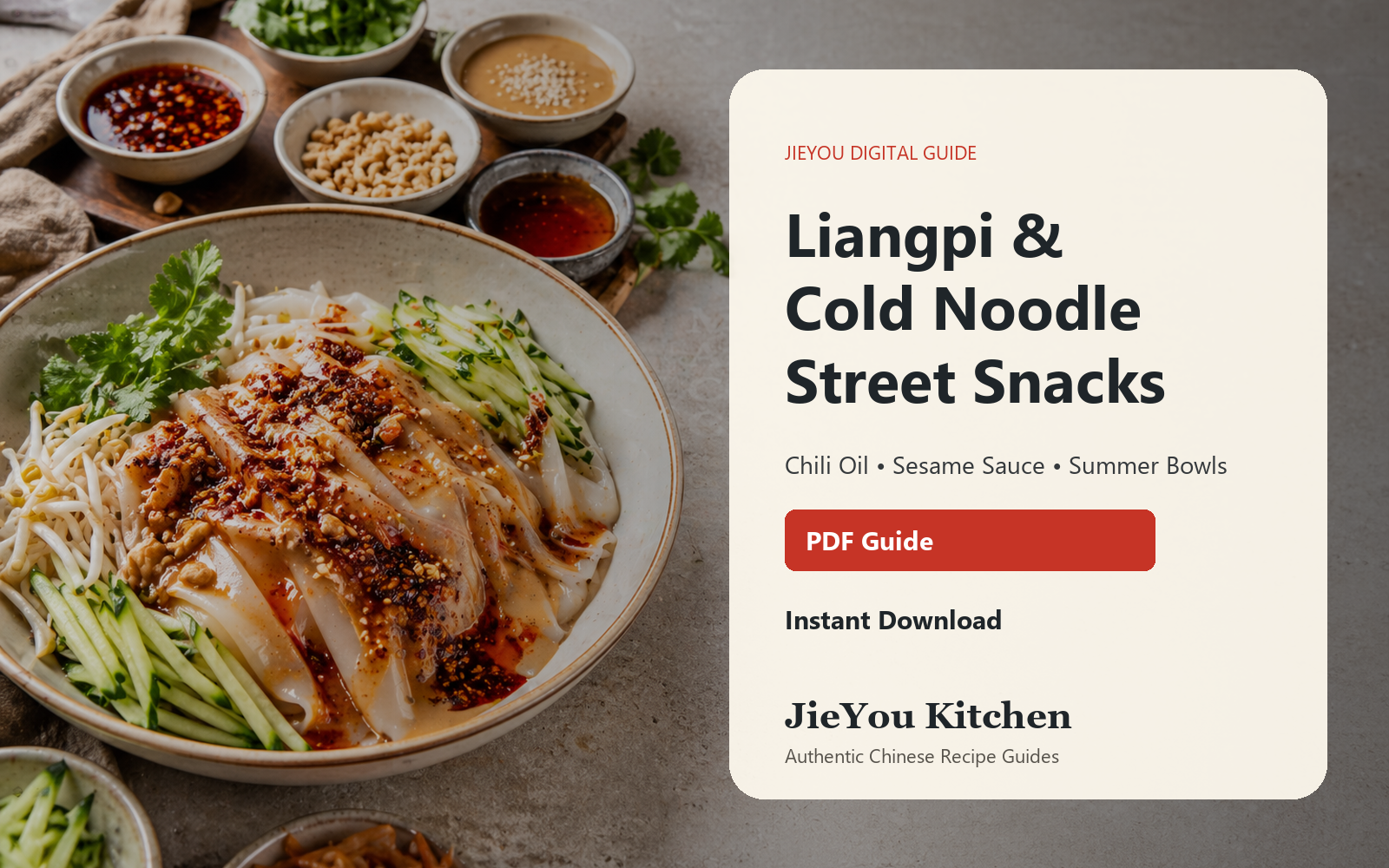Liangpi, Mipi & Cold Noodle Street Snack Guide digital guide preview with food photography and PDF cover