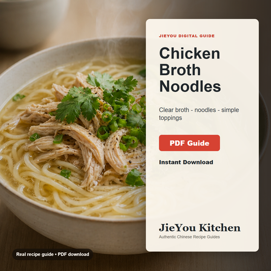 Chinese Chicken Broth Noodle Bowl Guide PDF guide cover for instant digital download