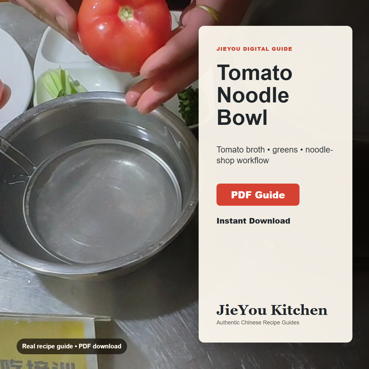Tomato Noodle & Wild Greens Noodle Bowl Guide PDF guide cover for instant digital download