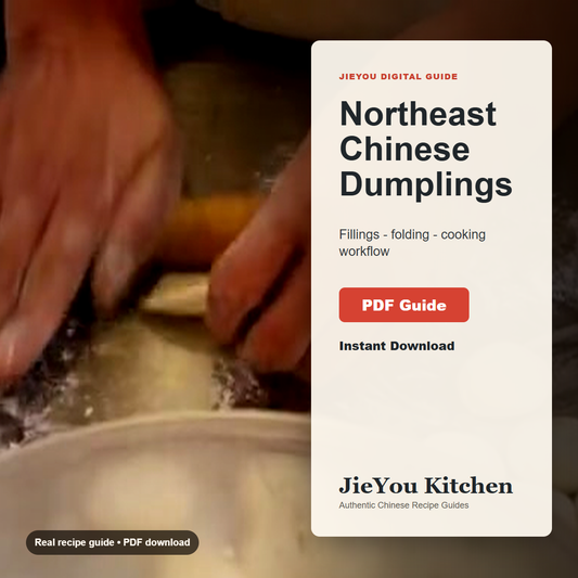 Northeast Chinese Dumplings: Fillings, Folding & Cooking Guide PDF guide cover for instant digital download