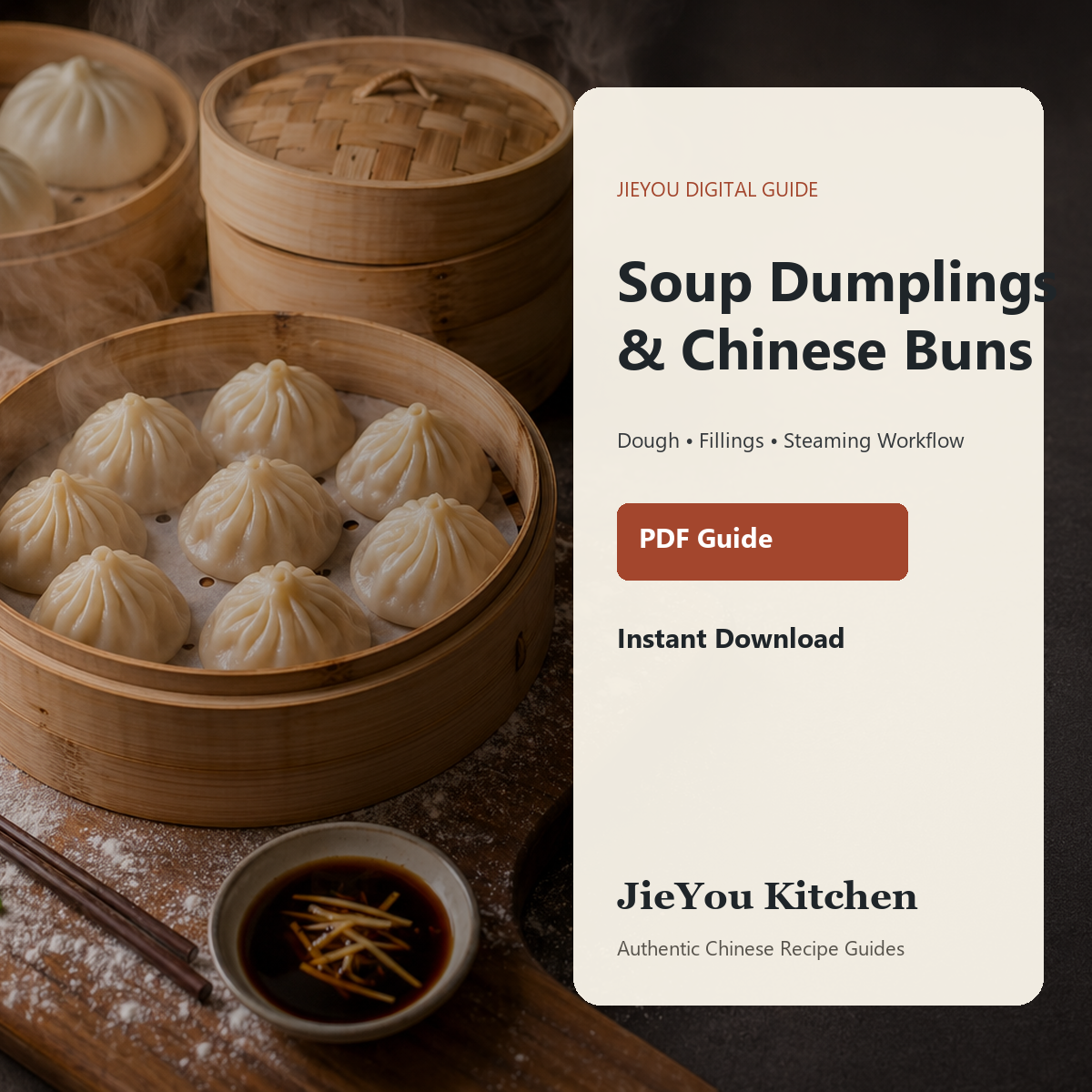 Soup Dumplings & Chinese Buns Guide PDF guide cover for instant digital download