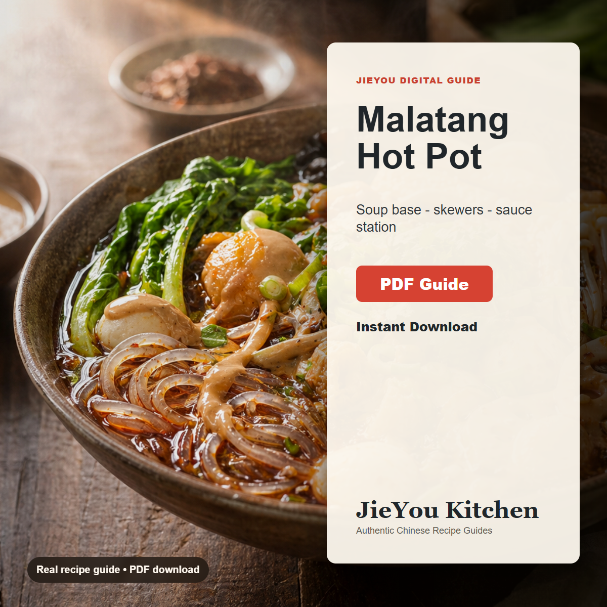 Malatang Hot Pot Bowl & Sauce Starter Guide PDF guide cover for instant digital download