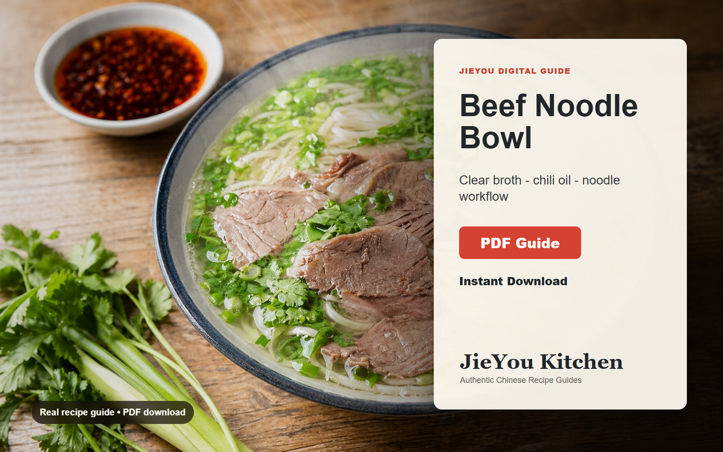 Lanzhou-Style Beef Noodle Bowl Guide wide digital guide preview with finished noodle bowl