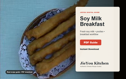 Fresh Soy Milk & Chinese Breakfast Crullers Guide wide digital guide preview with finished noodle bowl
