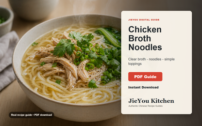 Chinese Chicken Broth Noodle Bowl Guide wide digital guide preview with finished noodle bowl