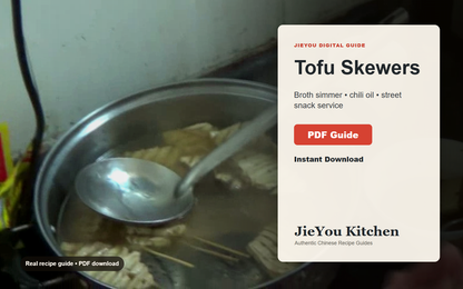 Chicken Broth Tofu Skewers Street Snack Guide wide digital guide preview with finished noodle bowl